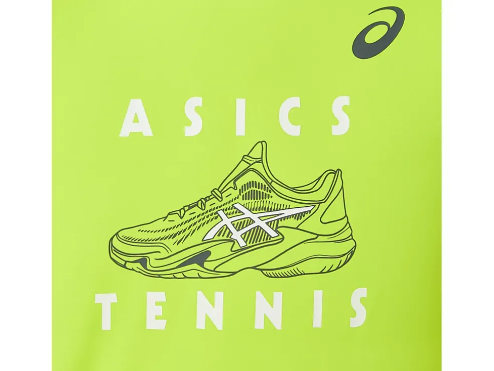 Shop ASICS KIDS; TENNIS GRAPHIC SHORT SLEEVE TOP Hazard Green