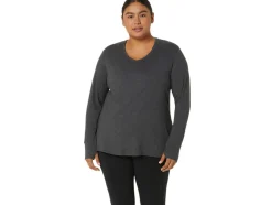Hot ASICS LONG SLEEVE HEATHER TOP Dark Grey Heather