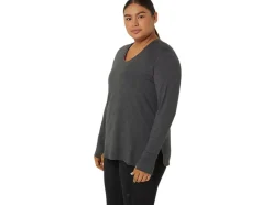 Hot ASICS LONG SLEEVE HEATHER TOP Dark Grey Heather