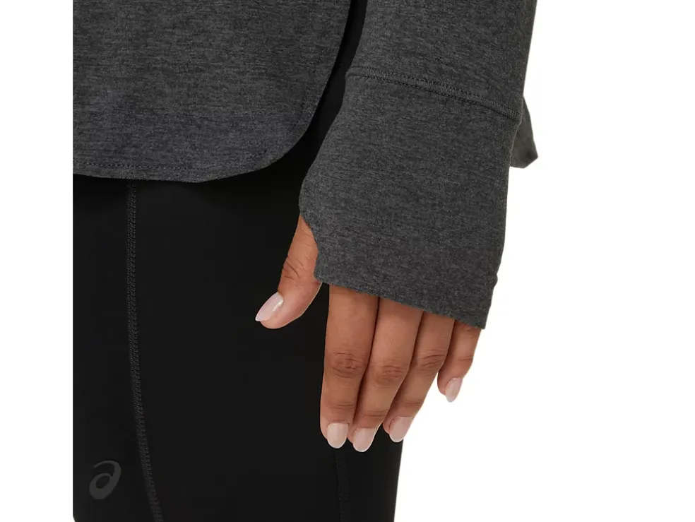 Hot ASICS LONG SLEEVE HEATHER TOP Dark Grey Heather