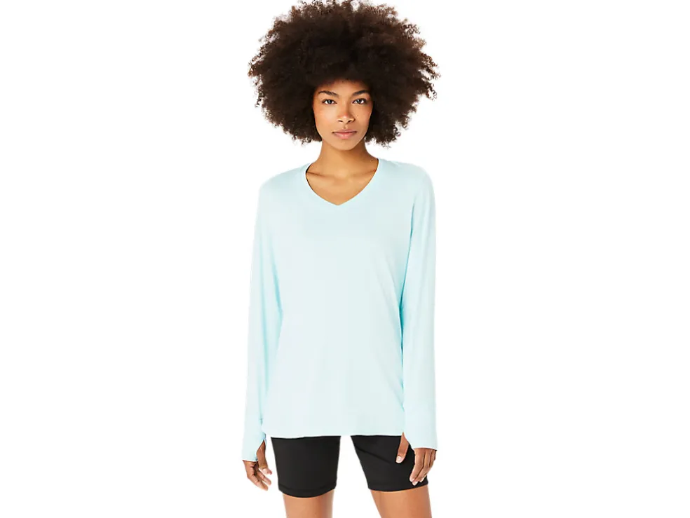 Best Sale ASICS LONG SLEEVE HEATHER TOP Aquamarine Heather