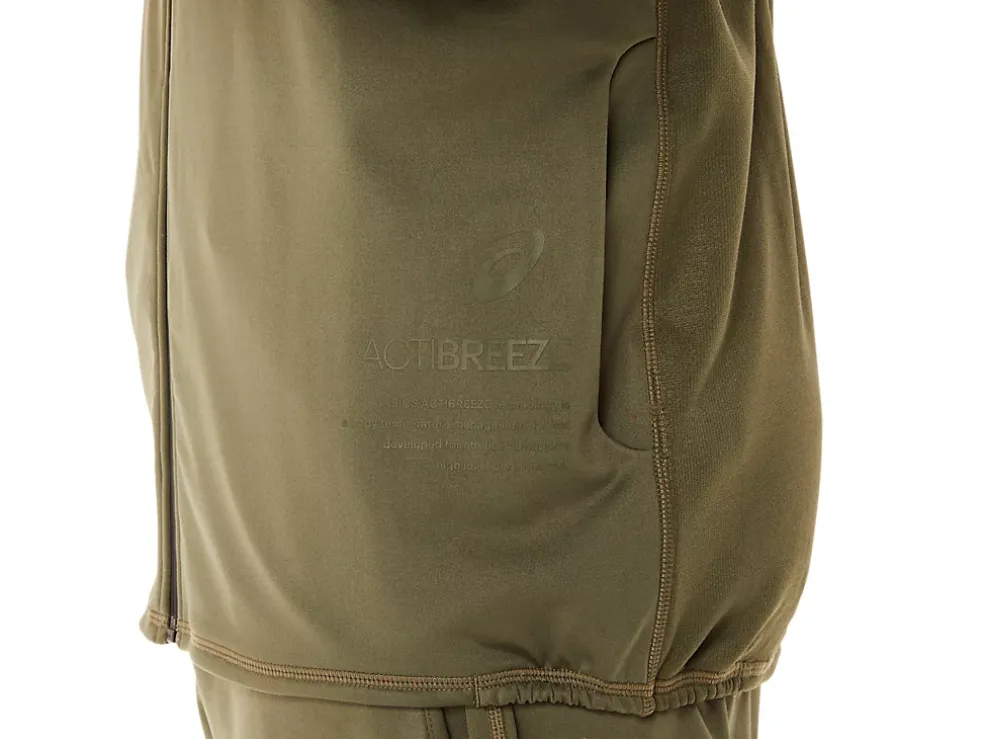 Shop ASICS MEN ACTIBREEZE JACQUARD BRUSHED KNIT JACKET Mantle Green