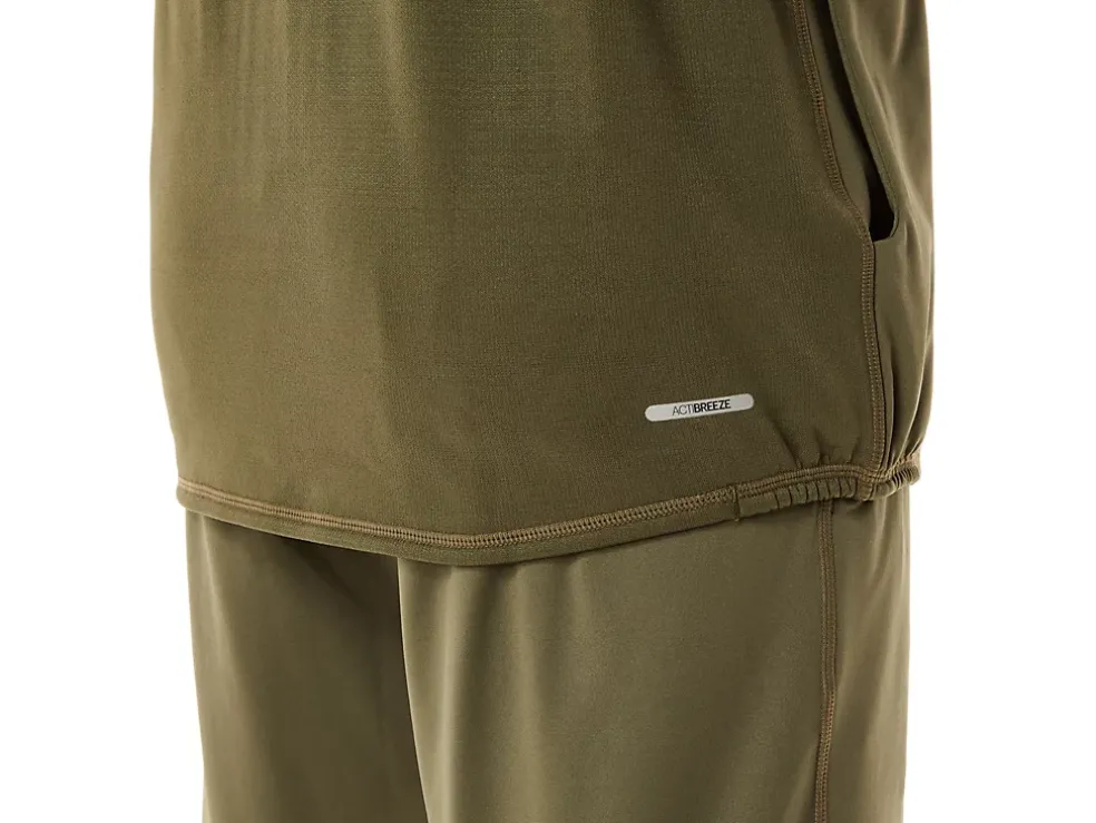 Shop ASICS MEN ACTIBREEZE JACQUARD BRUSHED KNIT JACKET Mantle Green