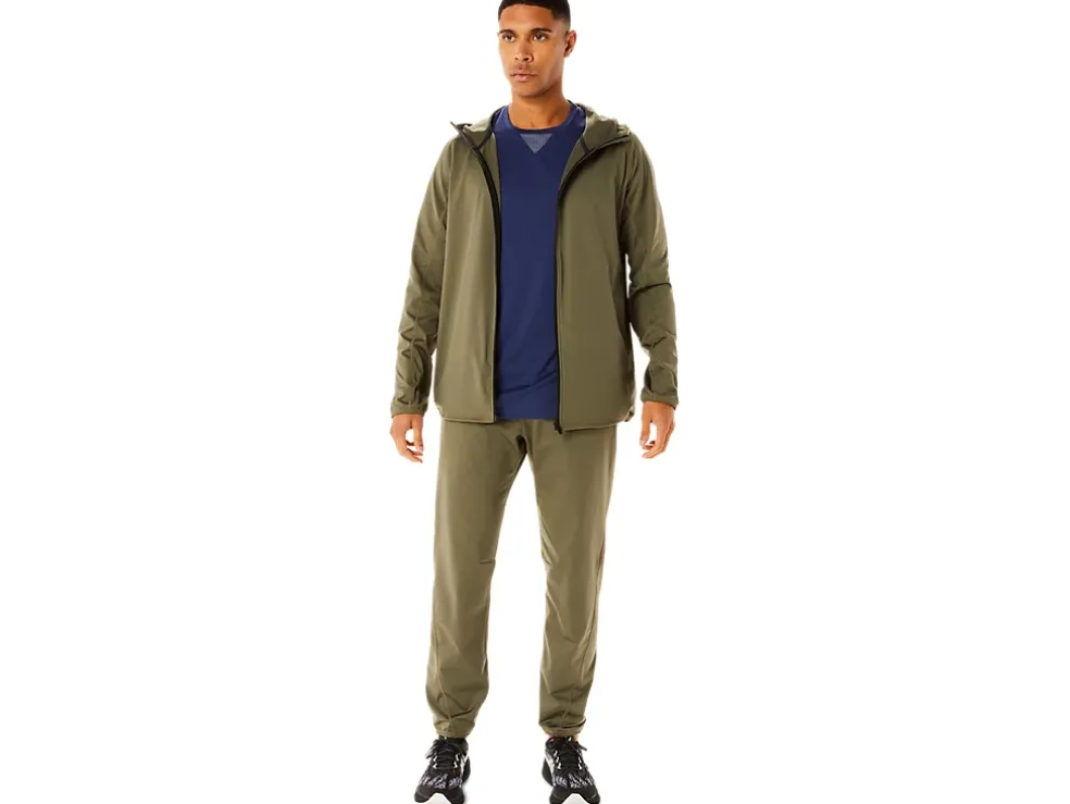 Shop ASICS MEN ACTIBREEZE JACQUARD BRUSHED KNIT JACKET Mantle Green