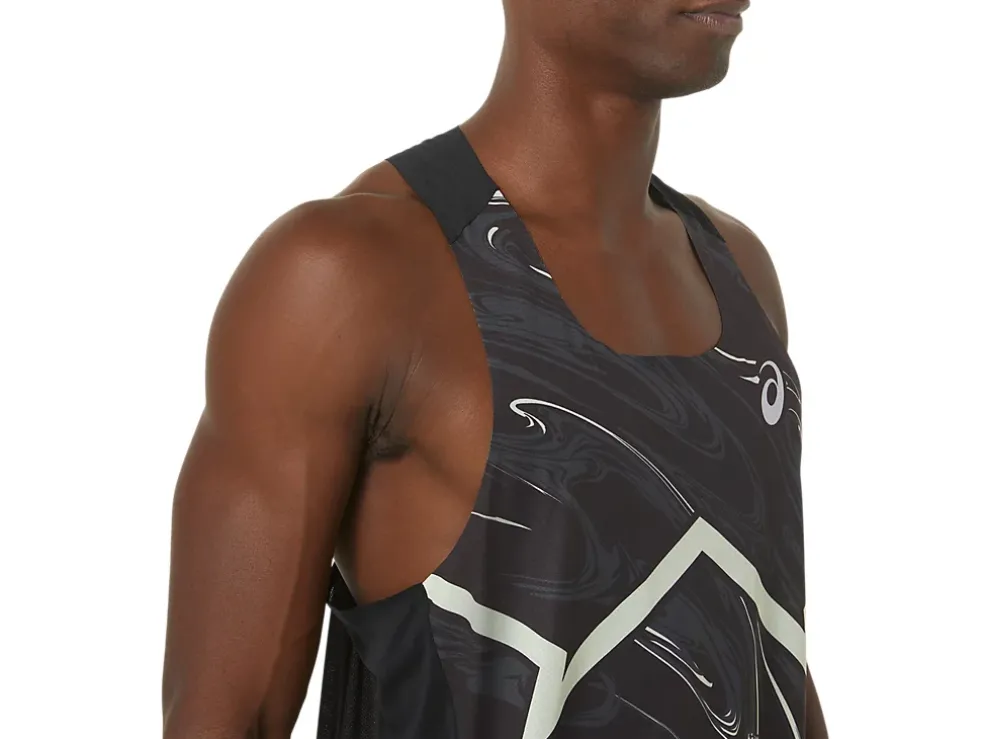 Shop ASICS MEN CJ-LINE LIGHT SINGLET Performance Black/Whisper Green