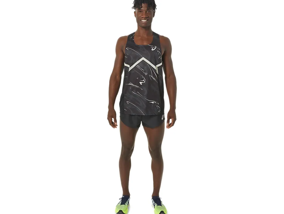 Shop ASICS MEN CJ-LINE LIGHT SINGLET Performance Black/Whisper Green