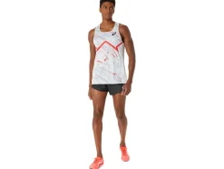 Clearance ASICS MEN CJ-LINE LIGHT SINGLET Glacier Grey/Electric Red