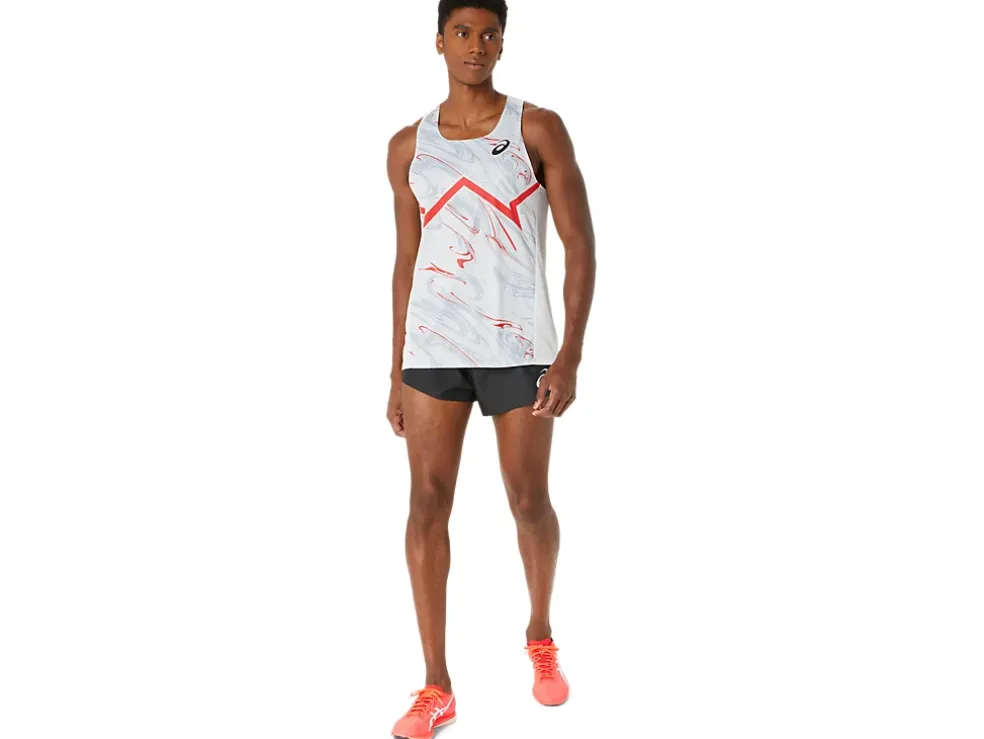 Clearance ASICS MEN CJ-LINE LIGHT SINGLET Glacier Grey/Electric Red