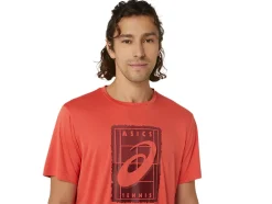 Best Sale ASICS MEN COURT GS GRAPHIC TEE Red Snapper
