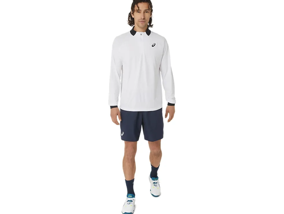 Online ASICS MEN COURT LONG SLEEVE 1/2 ZIP TOP Brilliant White