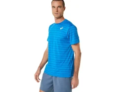 Sale ASICS MEN COURT STRIPE SHORT SLEEVE TOP Directoire Blue