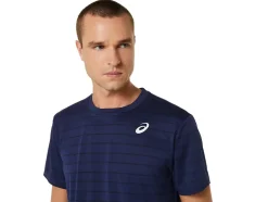 Outlet ASICS MEN COURT STRIPE SHORT SLEEVE TOP Midnight