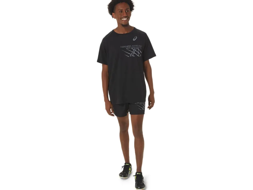 Cheap ASICS MEN FINISH LINE GRAPHIC SHORT SLEEVE TOP Performance Black