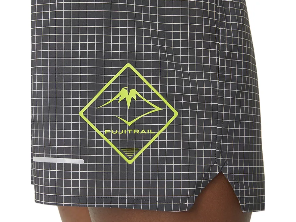 Store ASICS MEN FUJITRAIL LOGO SHORT Performance Black/Lime Zest