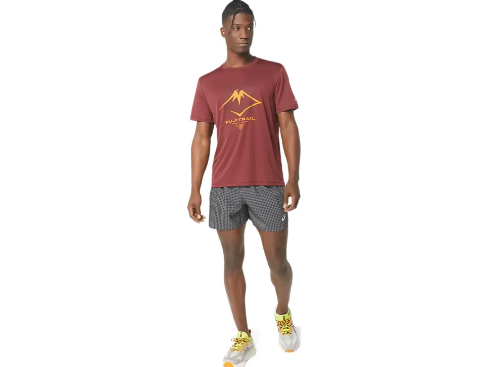 Store ASICS MEN FUJITRAIL LOGO SHORT Performance Black/Lime Zest