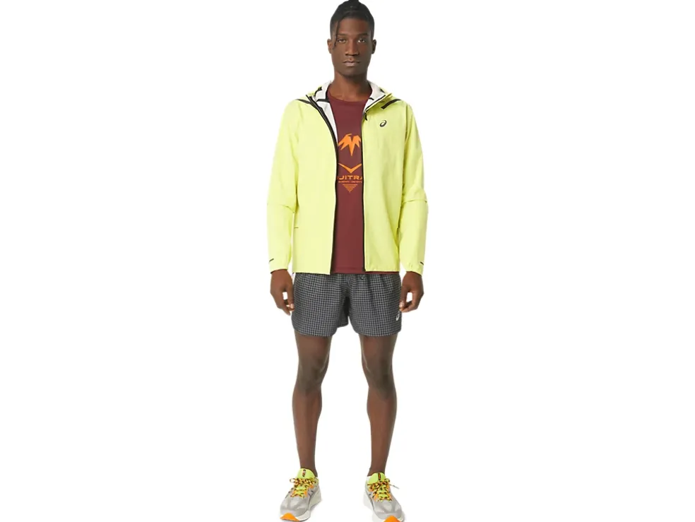 Store ASICS MEN FUJITRAIL LOGO SHORT Performance Black/Lime Zest