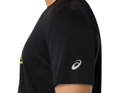 Best Sale ASICS MEN FUJITRAIL LOGO SHORT SLEEVE TOP Performance Black/Antique Red/Neon Lime