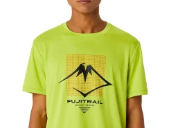 Discount ASICS MEN FUJITRAIL LOGO SHORT SLEEVE TOP Neon Lime/Br.Orange/Performance Black