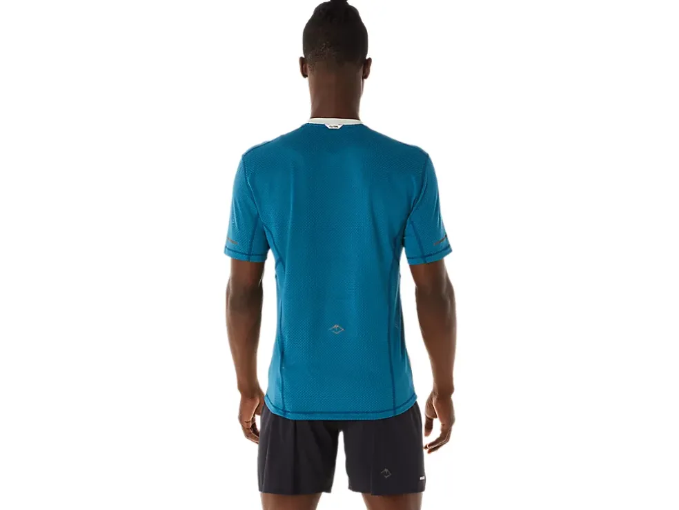 Clearance ASICS MEN FUJITRAIL SHORT SLEEVE TOP Ink Teal/Light Sage
