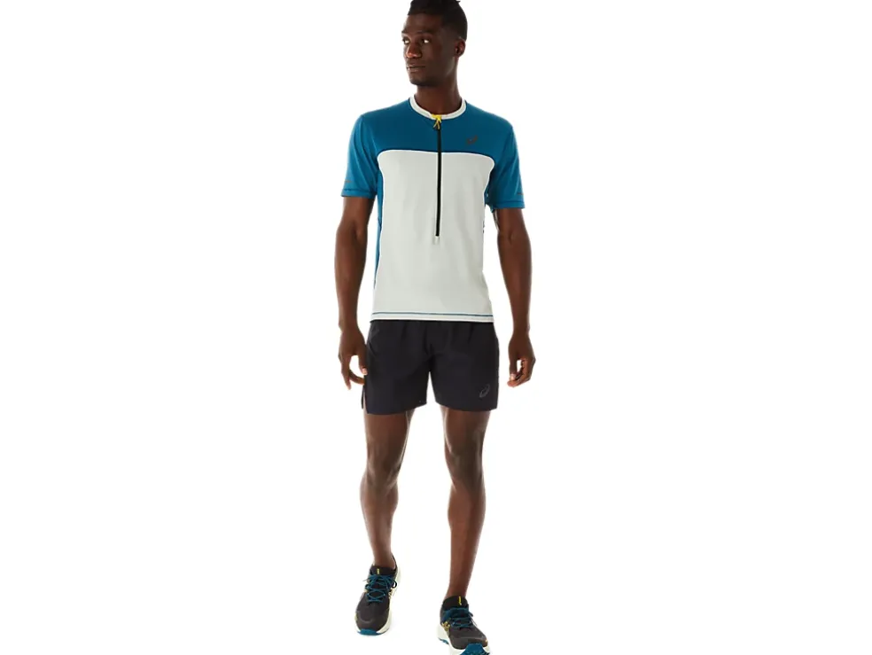Clearance ASICS MEN FUJITRAIL SHORT SLEEVE TOP Ink Teal/Light Sage