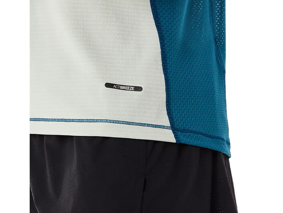 Clearance ASICS MEN FUJITRAIL SHORT SLEEVE TOP Ink Teal/Light Sage