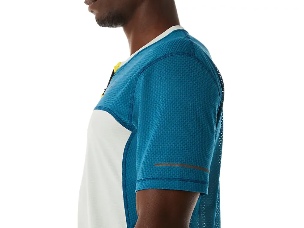 Clearance ASICS MEN FUJITRAIL SHORT SLEEVE TOP Ink Teal/Light Sage