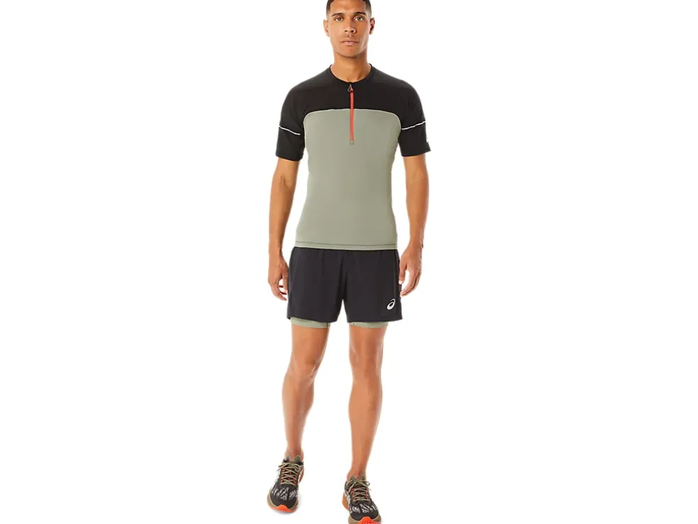 Shop ASICS MEN FUJITRAIL TOP Lichen Green/Performance Black