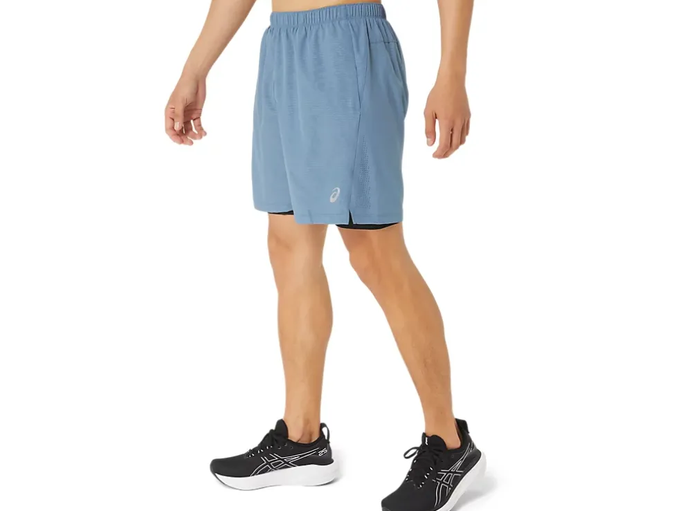 Hot ASICS MEN 7IN 2 IN 1 SHORT Steel Blue Nagashi Tech