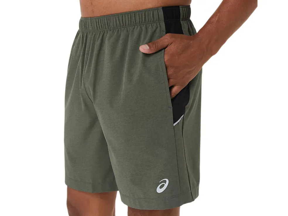 Cheap ASICS MEN 7IN PR LYTE SHORT Mantle Green Htr/Perf Black