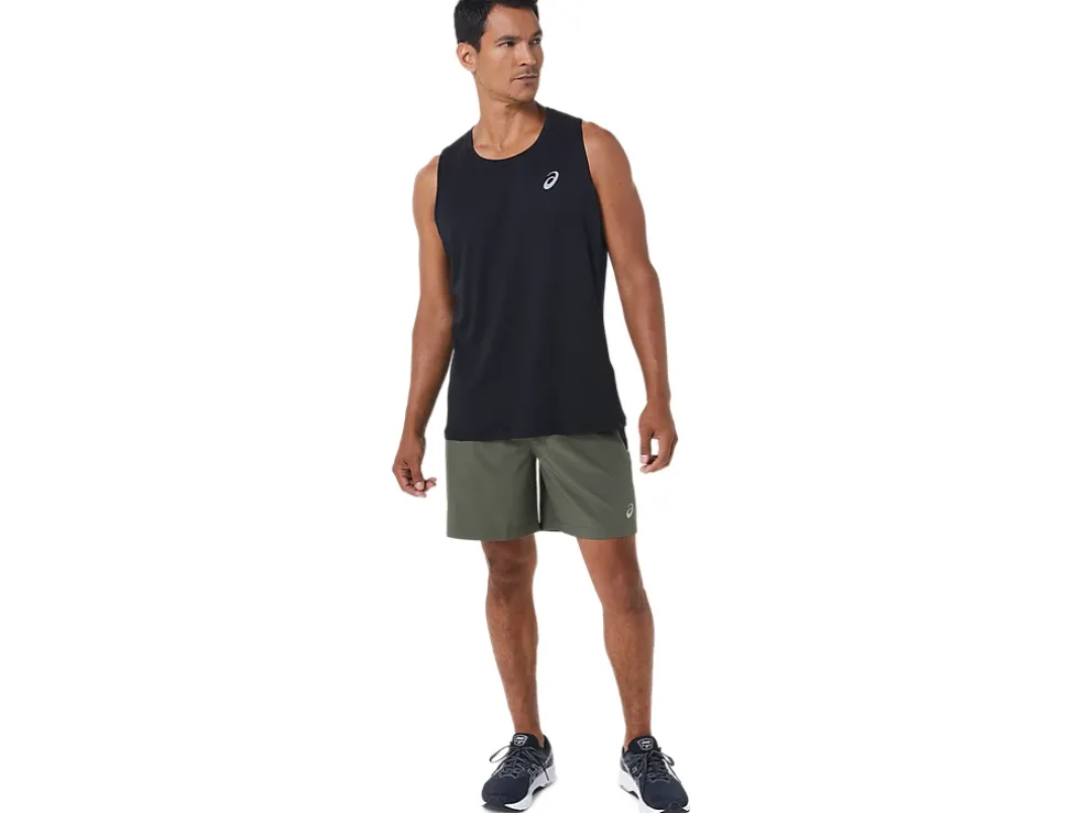 Cheap ASICS MEN 7IN PR LYTE SHORT Mantle Green Htr/Perf Black
