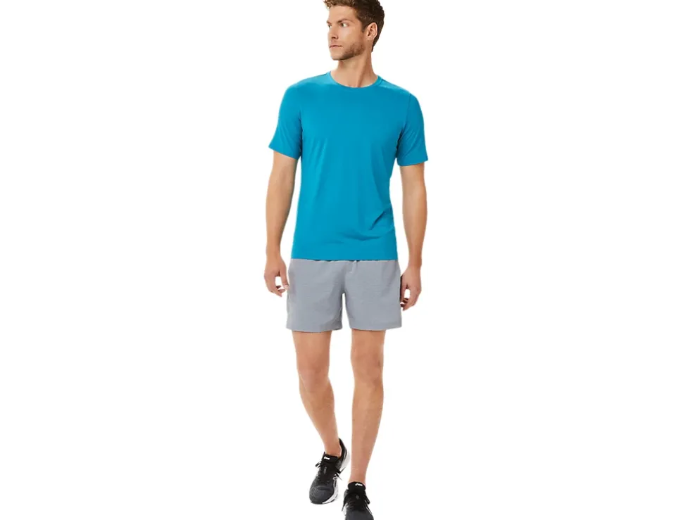 New ASICS MEN 5IN PR LYTE SHORT Sheet Rock Spacedye Print/Carrier Grey