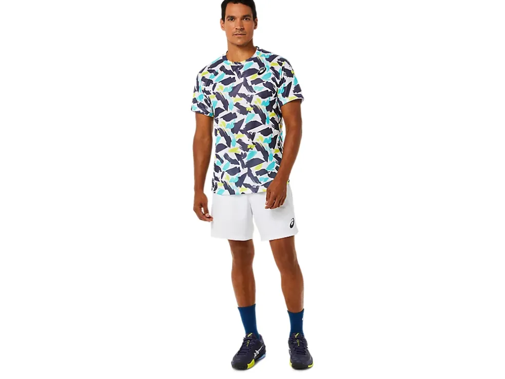 New ASICS MEN MATCH 7IN SHORT Brilliant White