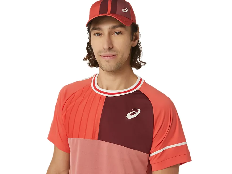 Outlet ASICS MEN MATCH SHORT SLEEVE TOP Red Snapper