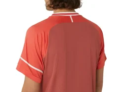 Outlet ASICS MEN MATCH SHORT SLEEVE TOP Red Snapper