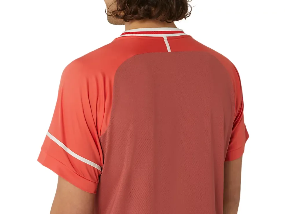 Outlet ASICS MEN MATCH SHORT SLEEVE TOP Red Snapper
