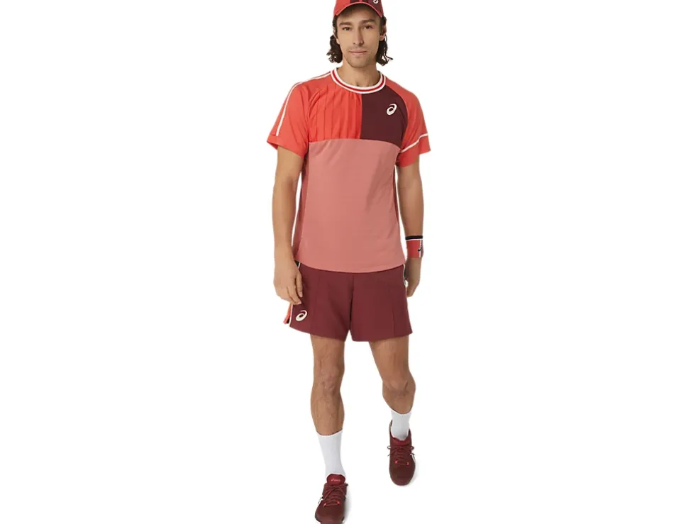 Outlet ASICS MEN MATCH SHORT SLEEVE TOP Red Snapper