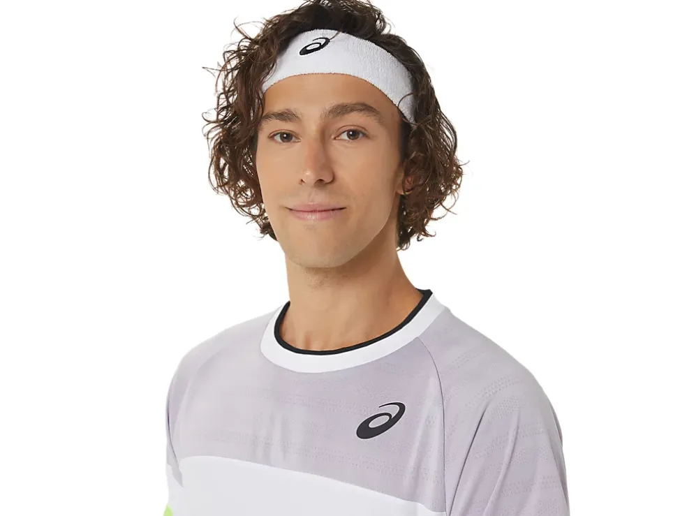 Shop ASICS MEN MATCH SHORT SLEEVE TOP Dusk Violet/Soft Sky