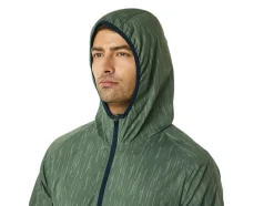 Best ASICS MEN PACKABLE JACKET Lichen Green Print/French Blue