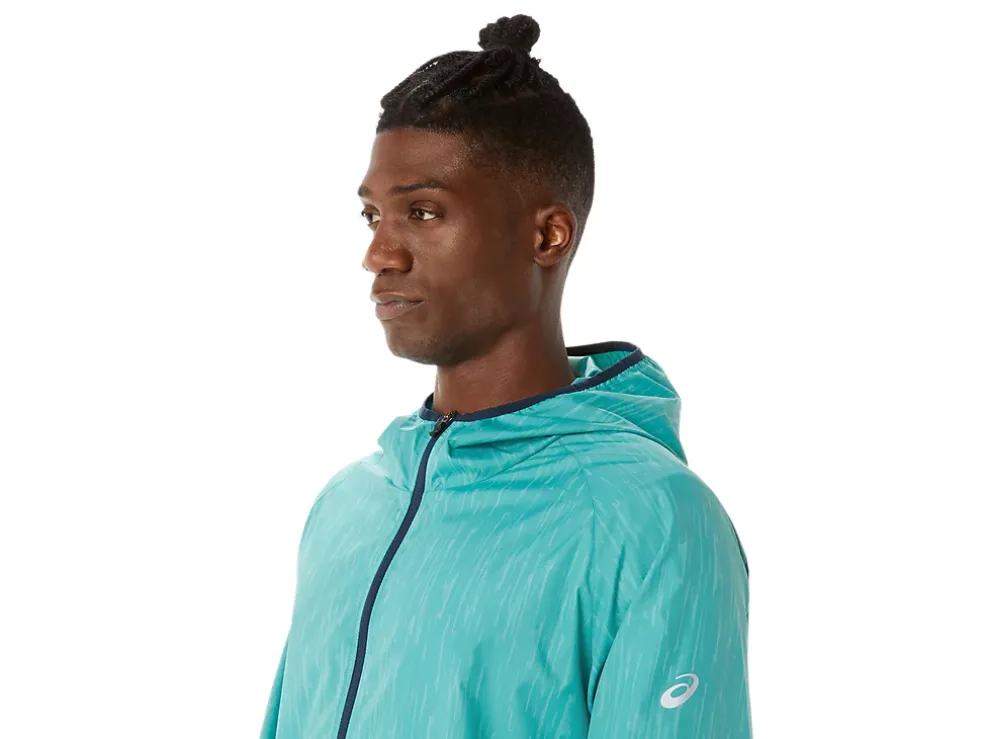 Outlet ASICS MEN PACKABLE JACKET Sage Print/French Blue