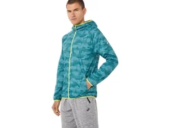 Fashion ASICS MEN PACKABLE JACKET Misty Pine Print/Sour Yuzu
