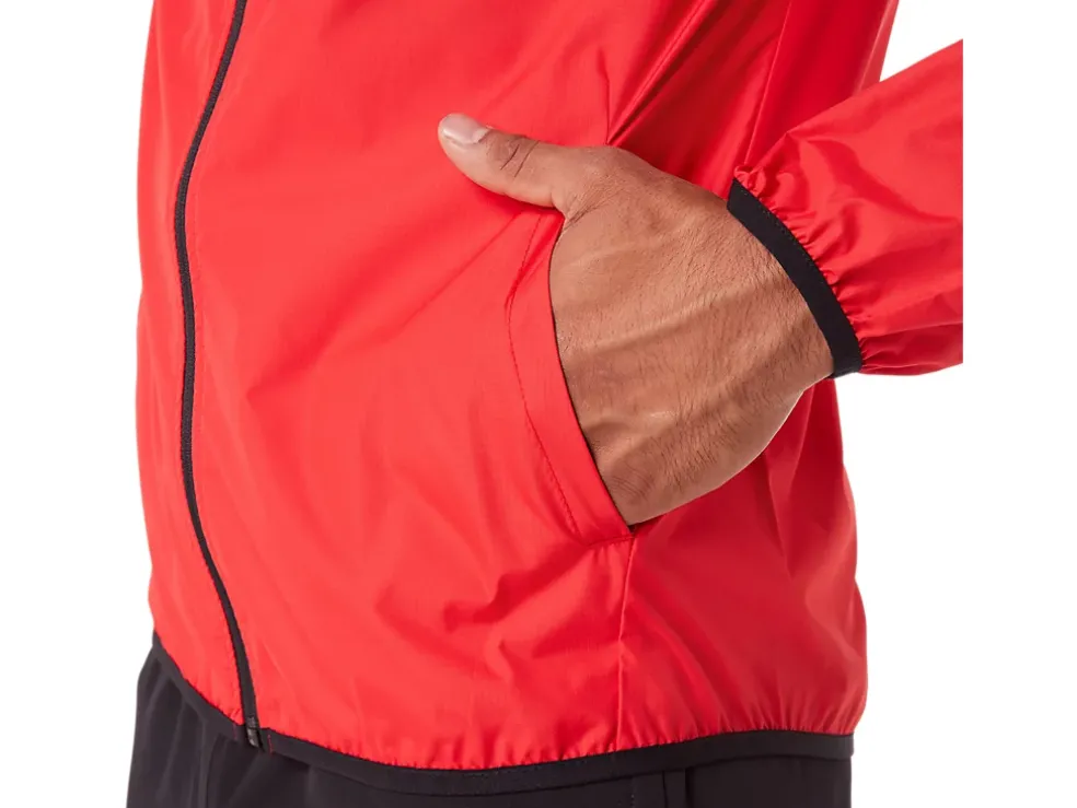 Online ASICS MEN PACKABLE JACKET Electric Red/Black