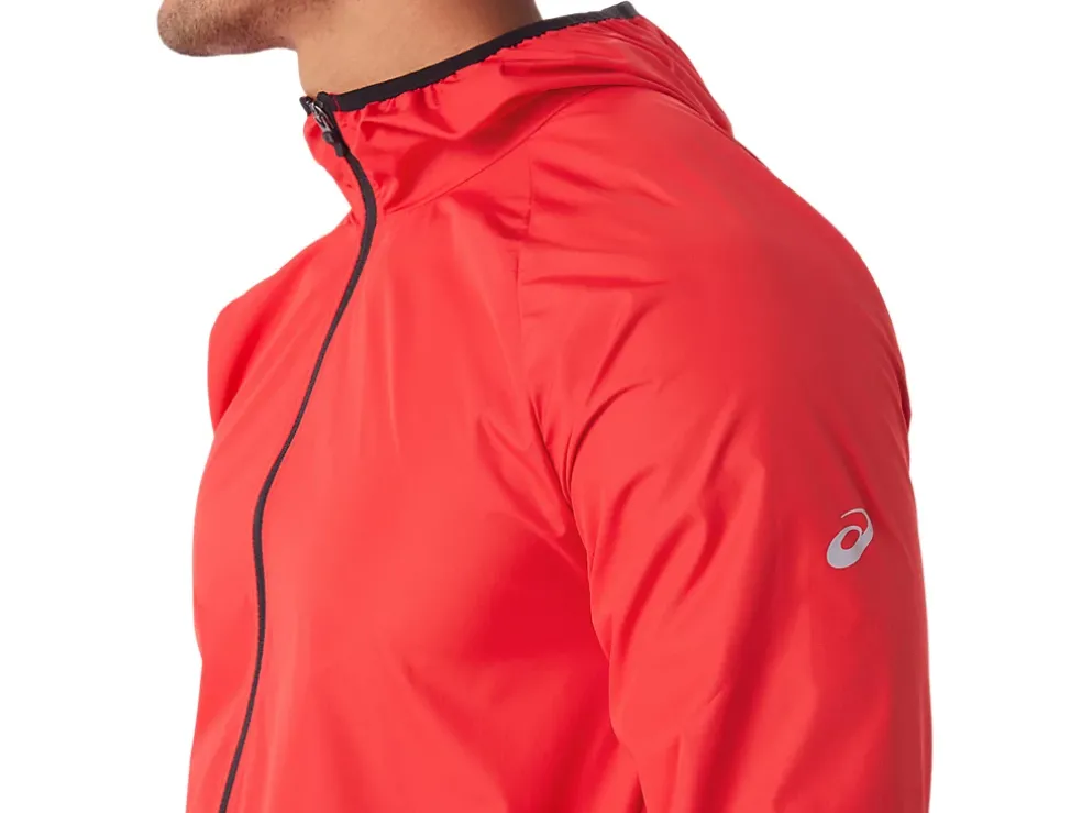 Online ASICS MEN PACKABLE JACKET Electric Red/Black