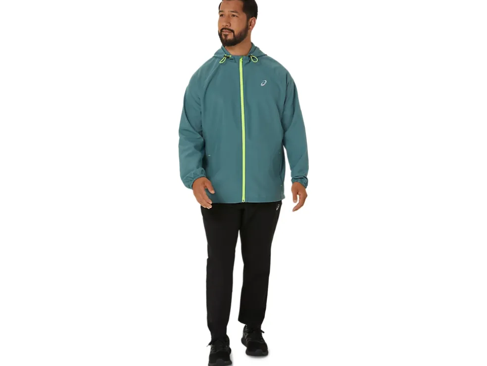 Cheap ASICS MEN PR LYTE PACKABLE JACKET Foggy Teal/Safety Yellow