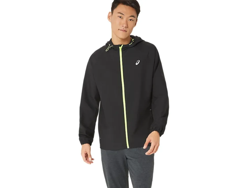 Clearance ASICS MEN PR LYTE PACKABLE JACKET Performance Black/Safety Yellow