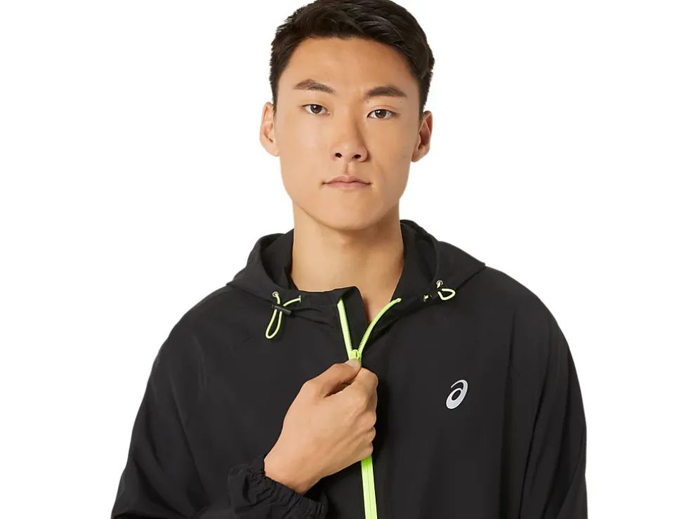 Clearance ASICS MEN PR LYTE PACKABLE JACKET Performance Black/Safety Yellow