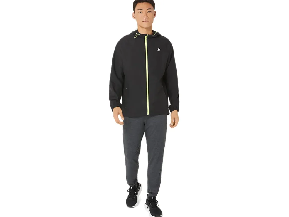 Clearance ASICS MEN PR LYTE PACKABLE JACKET Performance Black/Safety Yellow