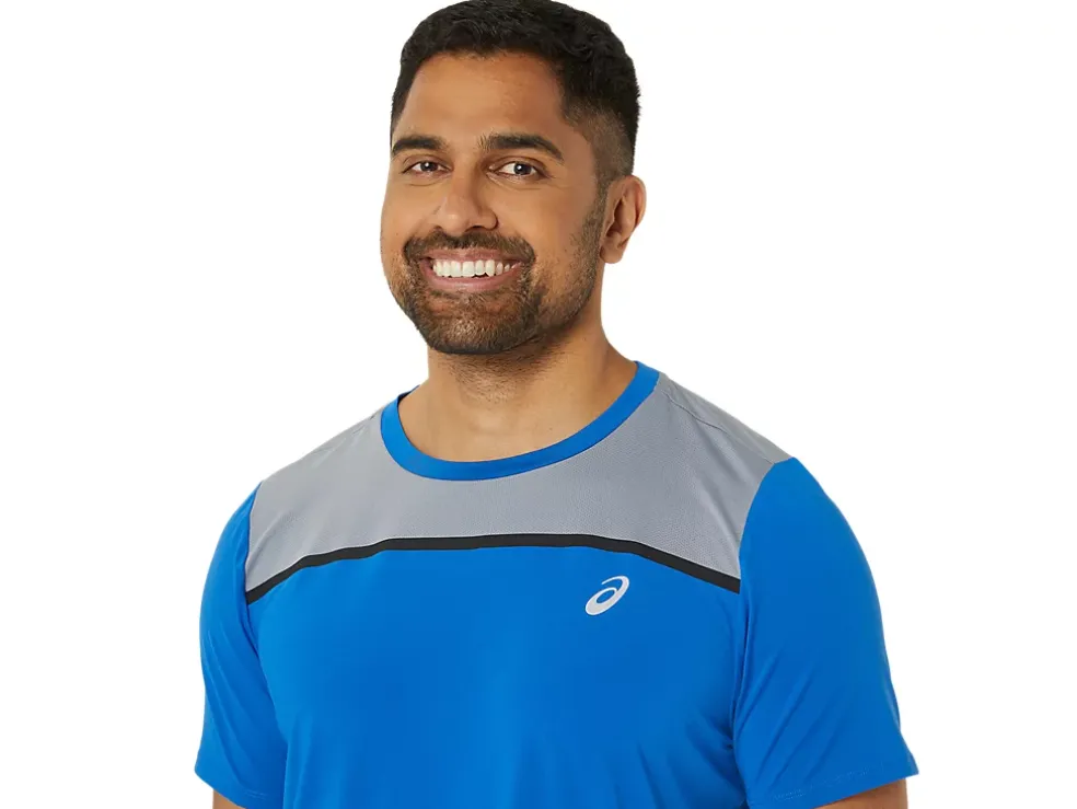 Shop ASICS MEN PR LYTE SHORT SLEEVE Tuna Blue/Sheet Rock