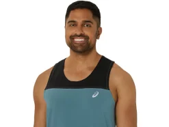 Cheap ASICS MEN PR LYTE SINGLET Foggy Teal/Performance Black