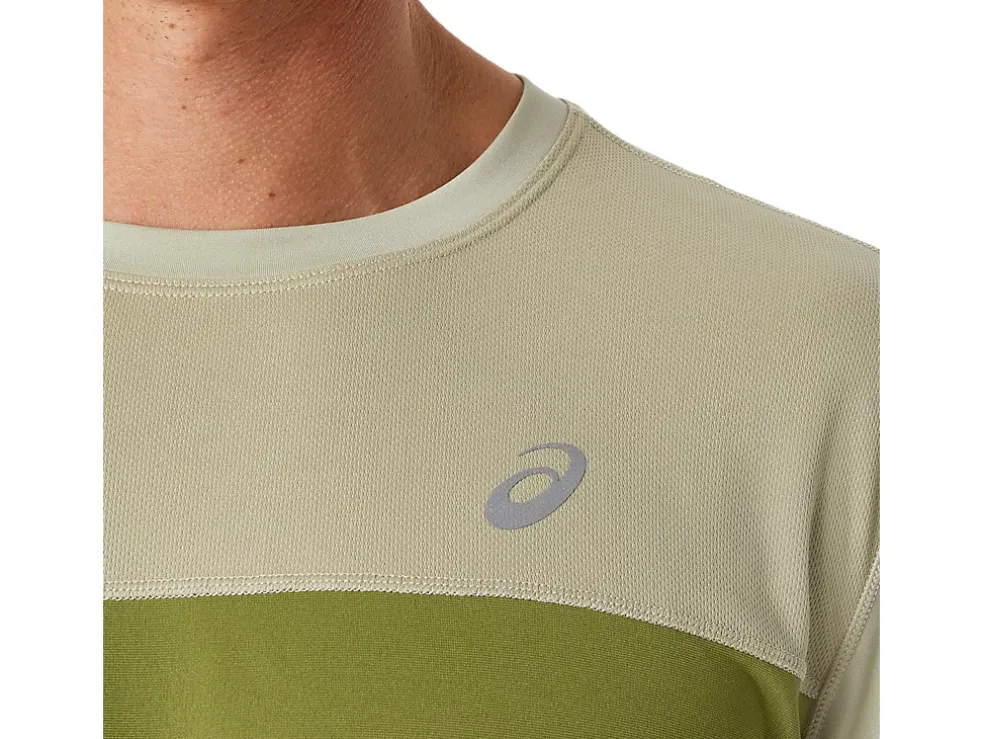 Fashion ASICS MEN RACE SHORT SLEEVE TOP Dried Leaf Green/Cactus