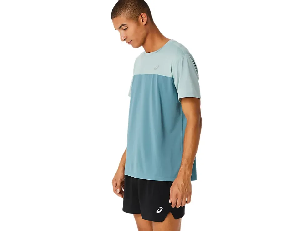 Fashion ASICS MEN RACE SHORT SLEEVE TOP Ocean Haze/Foggy Teal